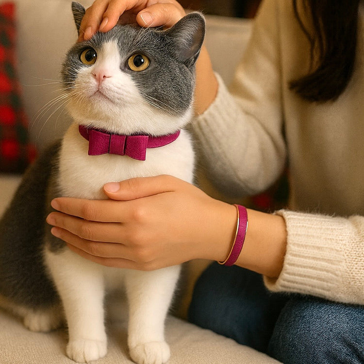猫モチーフの革小物