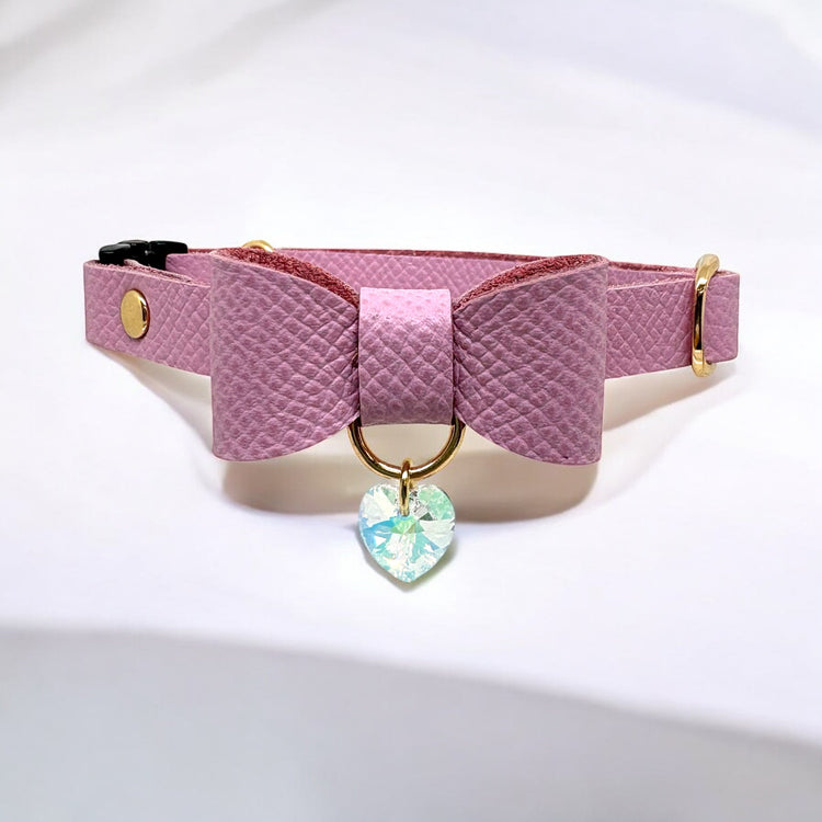 クリスタルチャーム付きリボン首輪