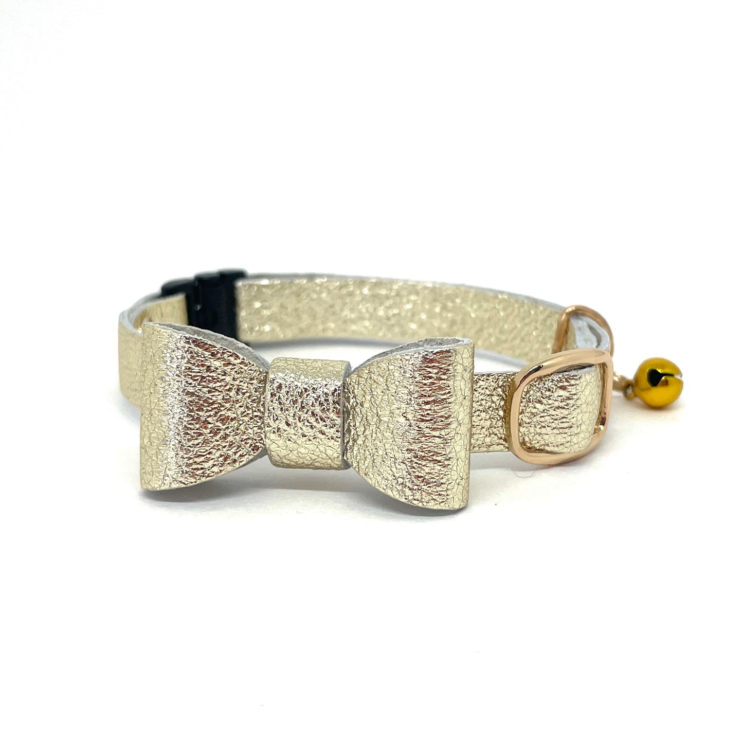 Leather Cat Collar with Gold Ribbon | Safety Buckle | BLUEGE