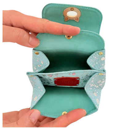 猫首輪とお揃い ミニ財布｜猫モチーフ金具・ドット柄