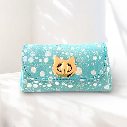猫首輪とお揃い ミニ財布｜猫モチーフ金具・ドット柄