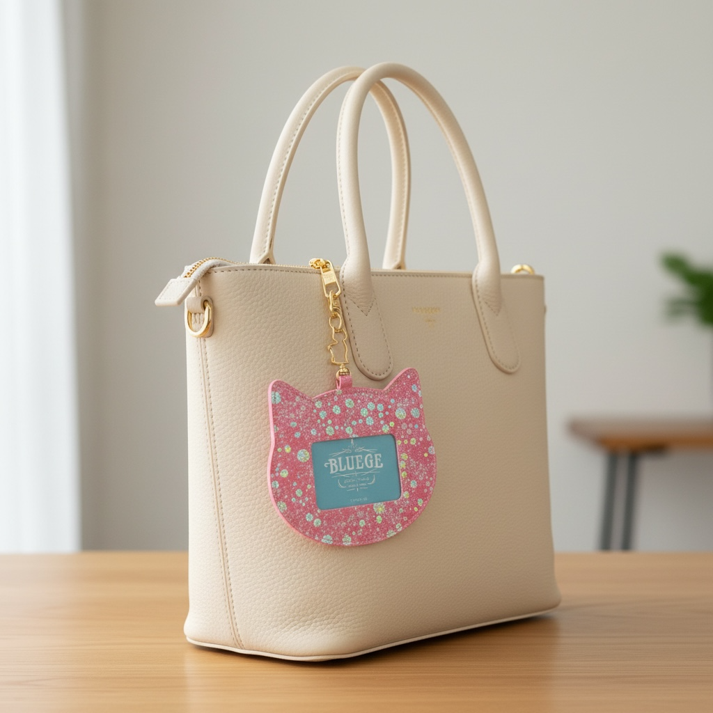 猫型パスケース 本革 | ピンク | BLUEGE