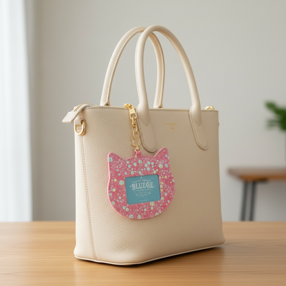 猫型パスケース 本革 | ピンク | BLUEGE